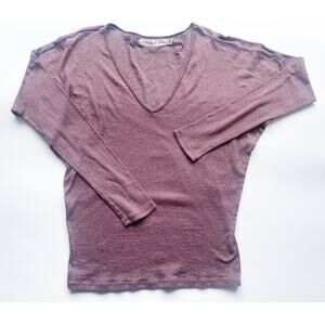 Women's Michael Stars Mauve Deep V-neck Long Sleeve Top One Size